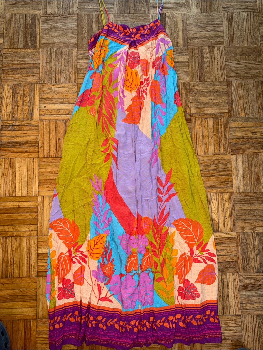 easel Multicolor Floral Maxi Dress with Purple Accents